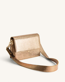 Mini Flap Metallic Crossbody - Ancient Gold Lizard