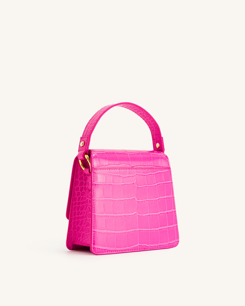 FAE Top Handle Crossbody - Hot Pink Croc