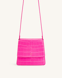 FAE Top Handle Crossbody - Hot Pink Croc