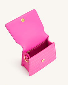 FAE Top Handle Crossbody - Hot Pink Croc