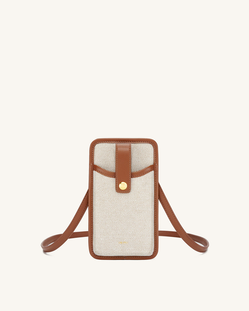 Aylin Canvas Phone Bag - Brown