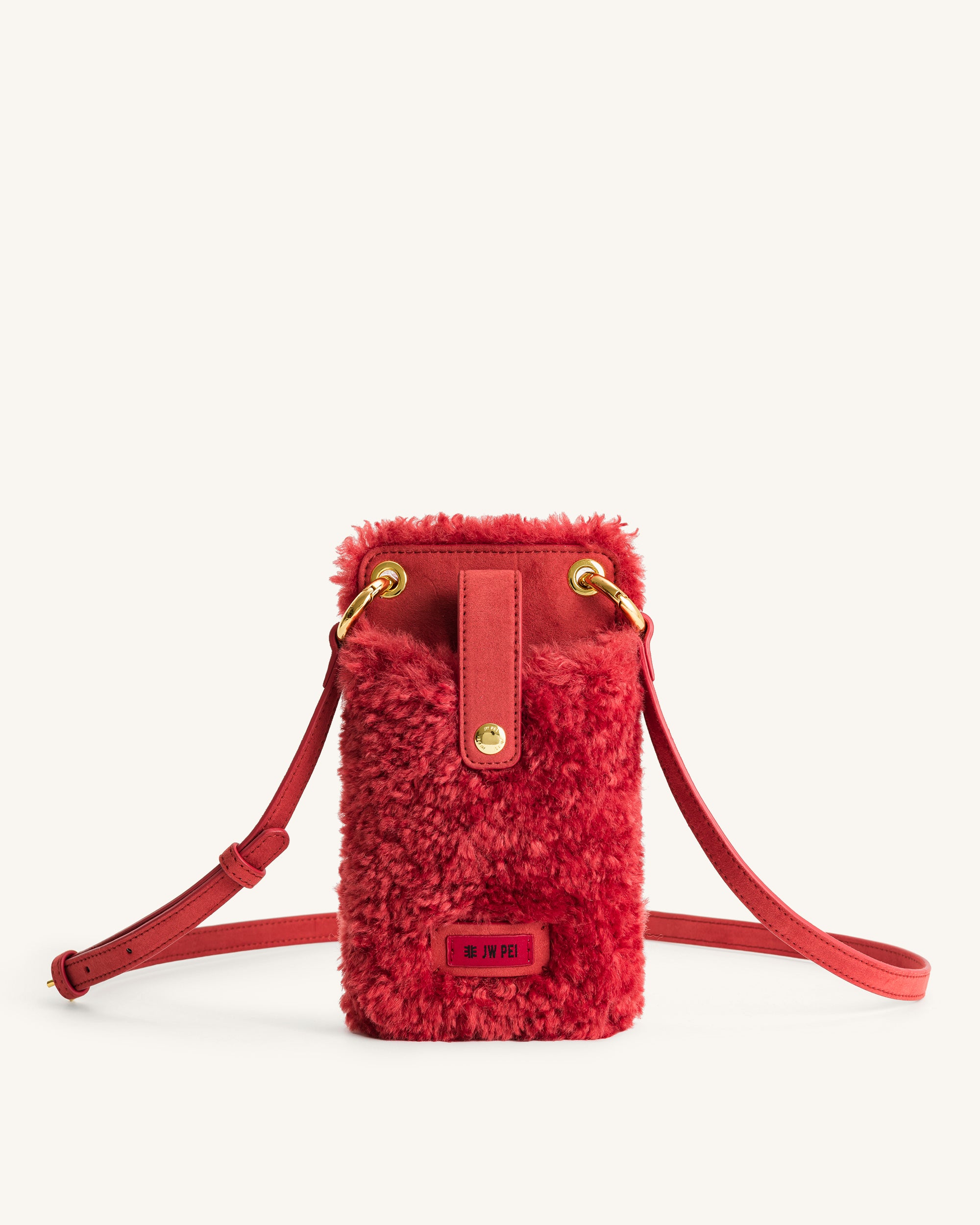 Red faux sales fur bag