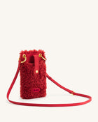 Aylin Faux Fur And Suede Phone Bag - Magenta