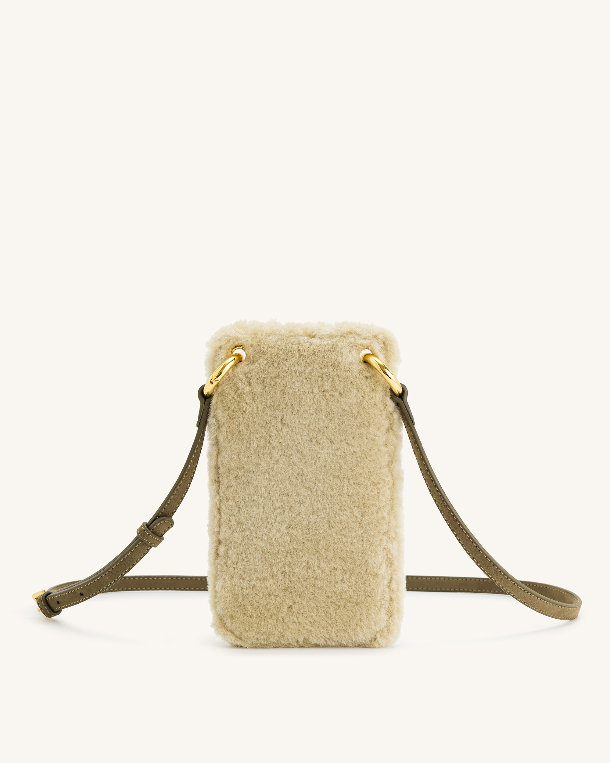 Aylin Faux Fur And Suede Phone Bag - Dark Olive & Light Milk Green