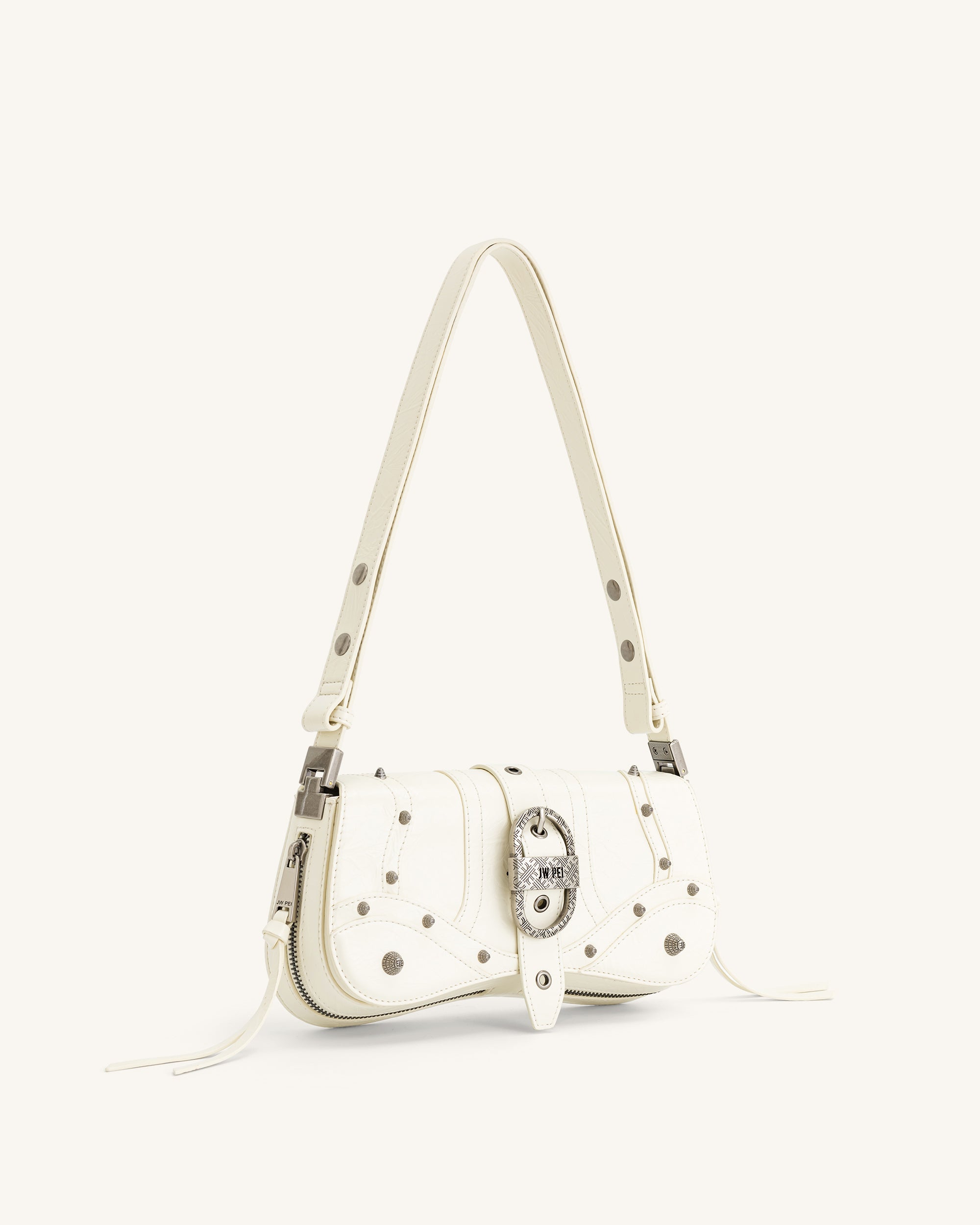 Joy Crushed Shoulder Bag - White