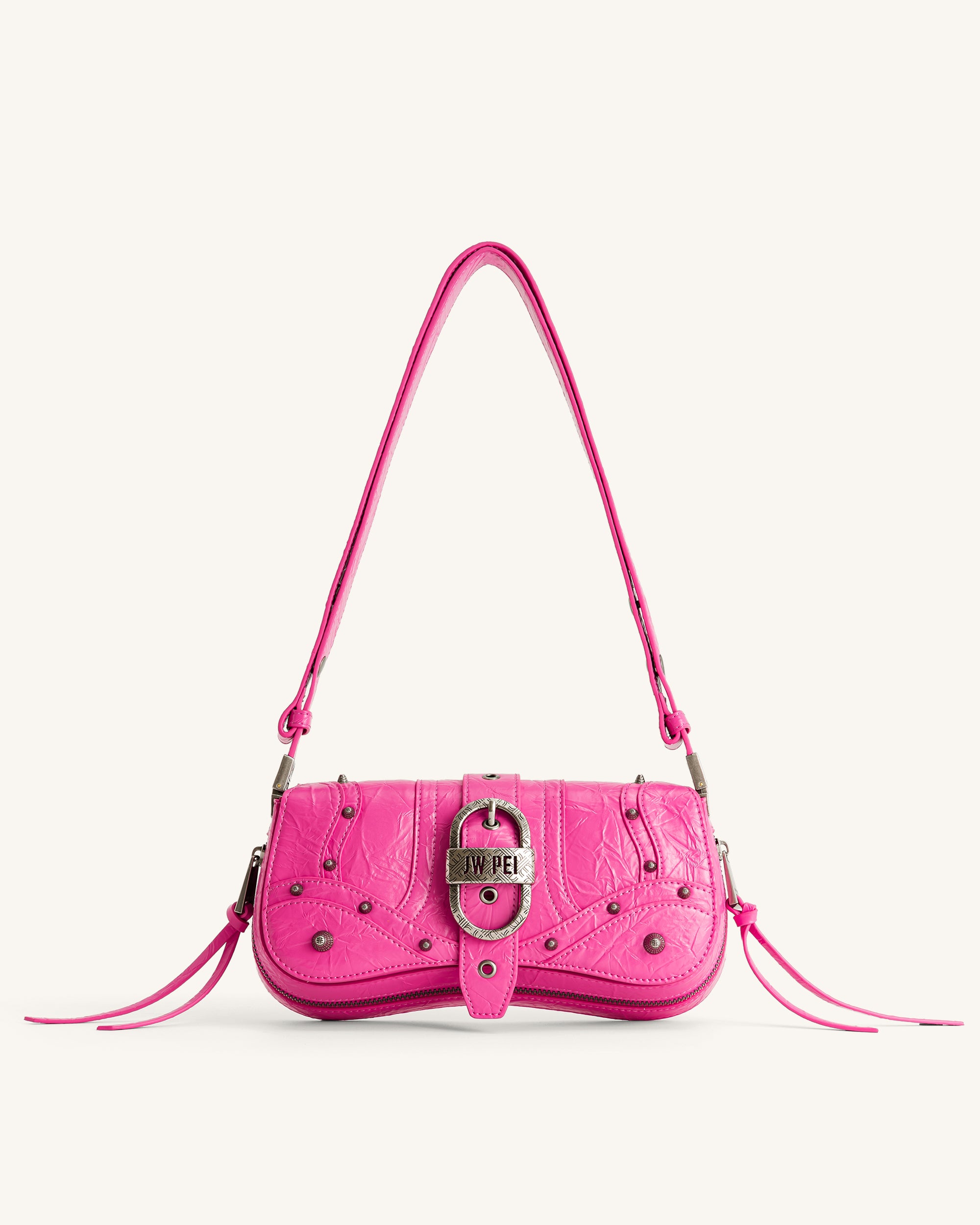 Joy Crushed Shoulder Bag - Bright Pink - JW PEI