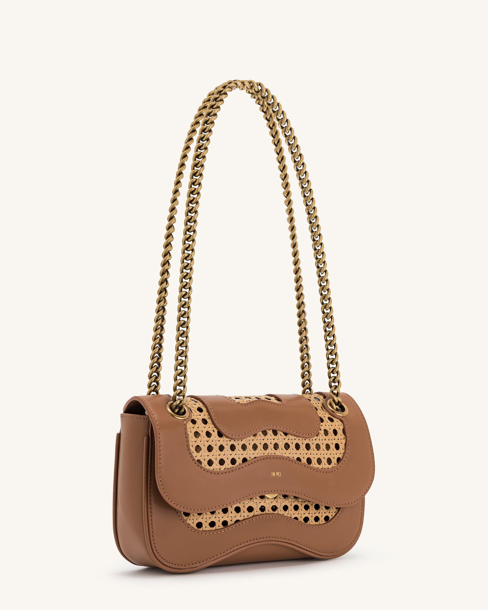 Tina Faux Bamboo Woven Crossbody - Brown