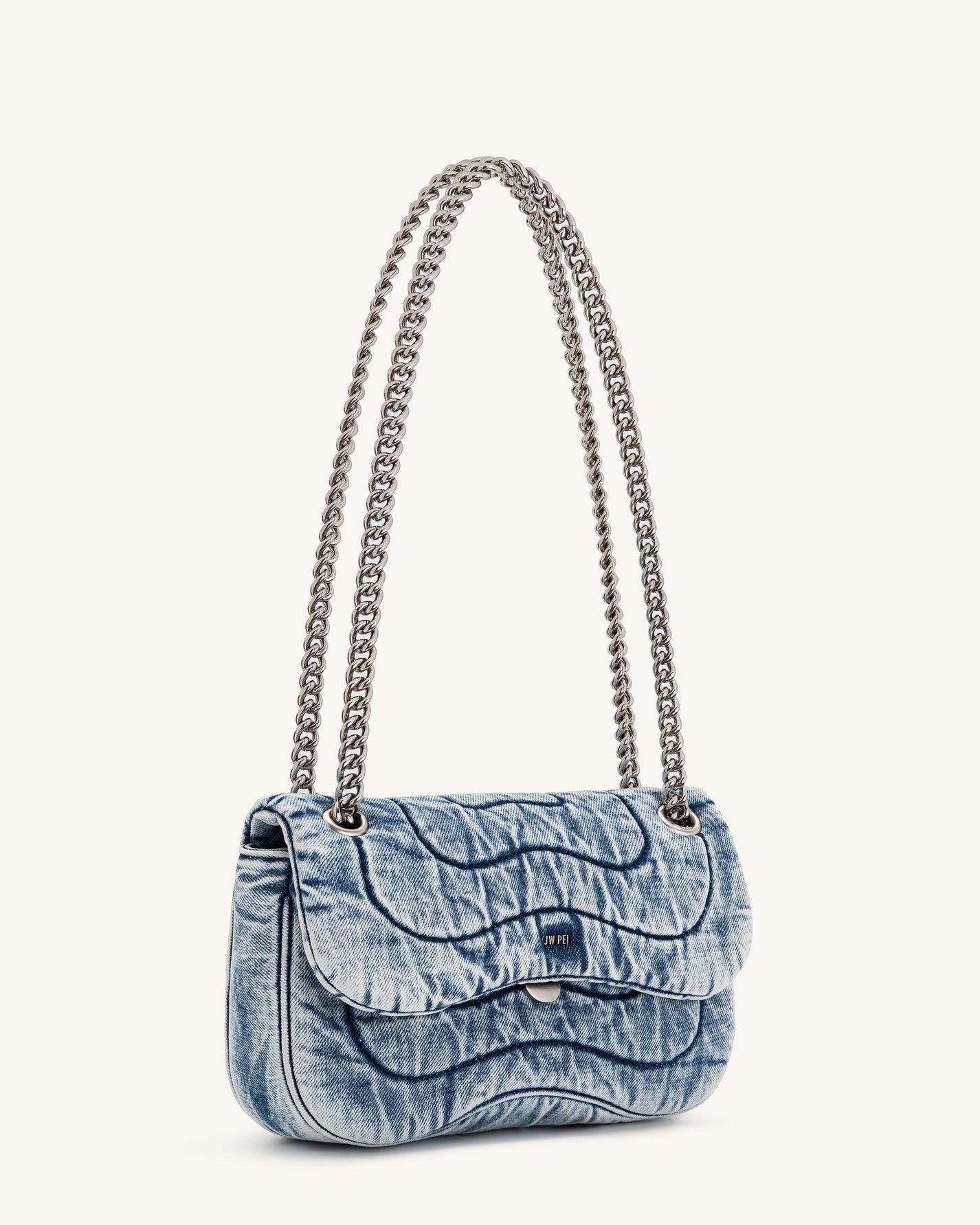 Tina Denim Quilted Chain Crossbody - Blue - JW PEI