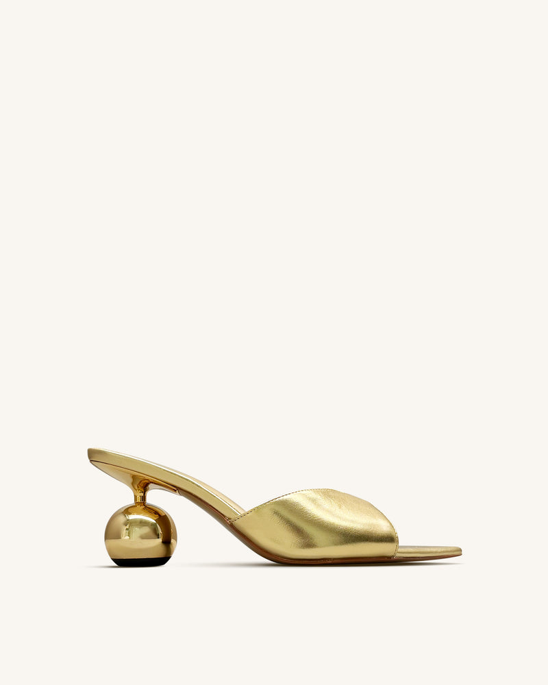 Ellie Sphere Heel Mules - Gold