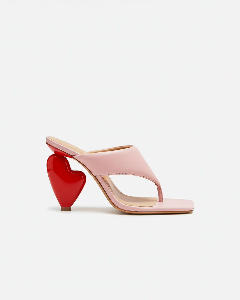 Adeline Heart Heel Mules - Pink/Red