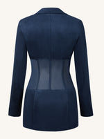 Faux Suede Corset Jacket Mini Dress - Dark Blue