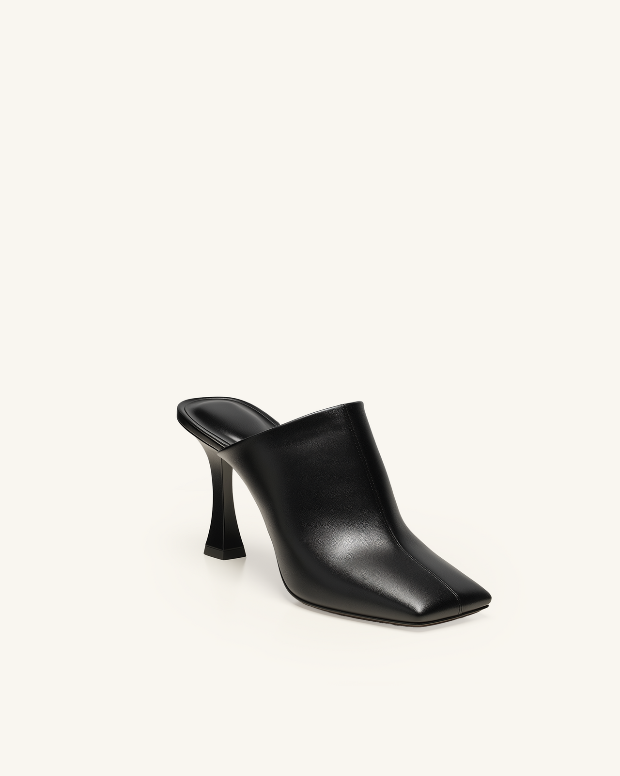 Grace Square Toe Vegan Leather Mules - Black