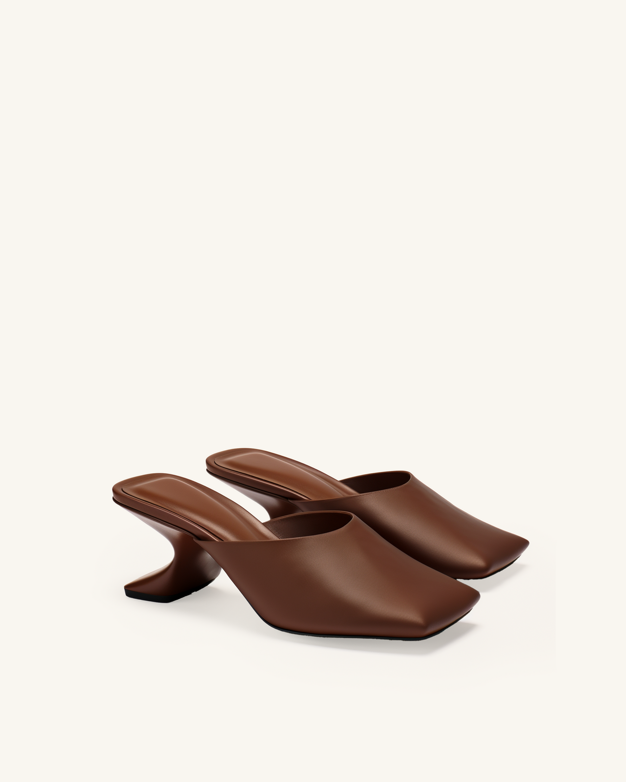 Ariana Vegan Leather Block Heel Mules - Brown