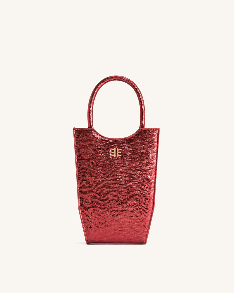 FEI Metallic Phone Bag - Red Ochre Lizard