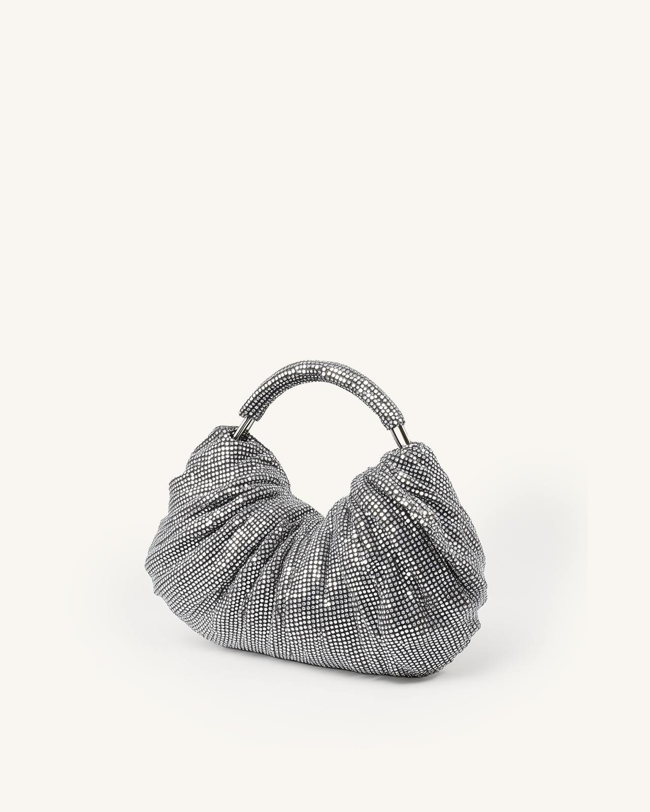 Julia Crystal Mini Hobo Bag - Silver