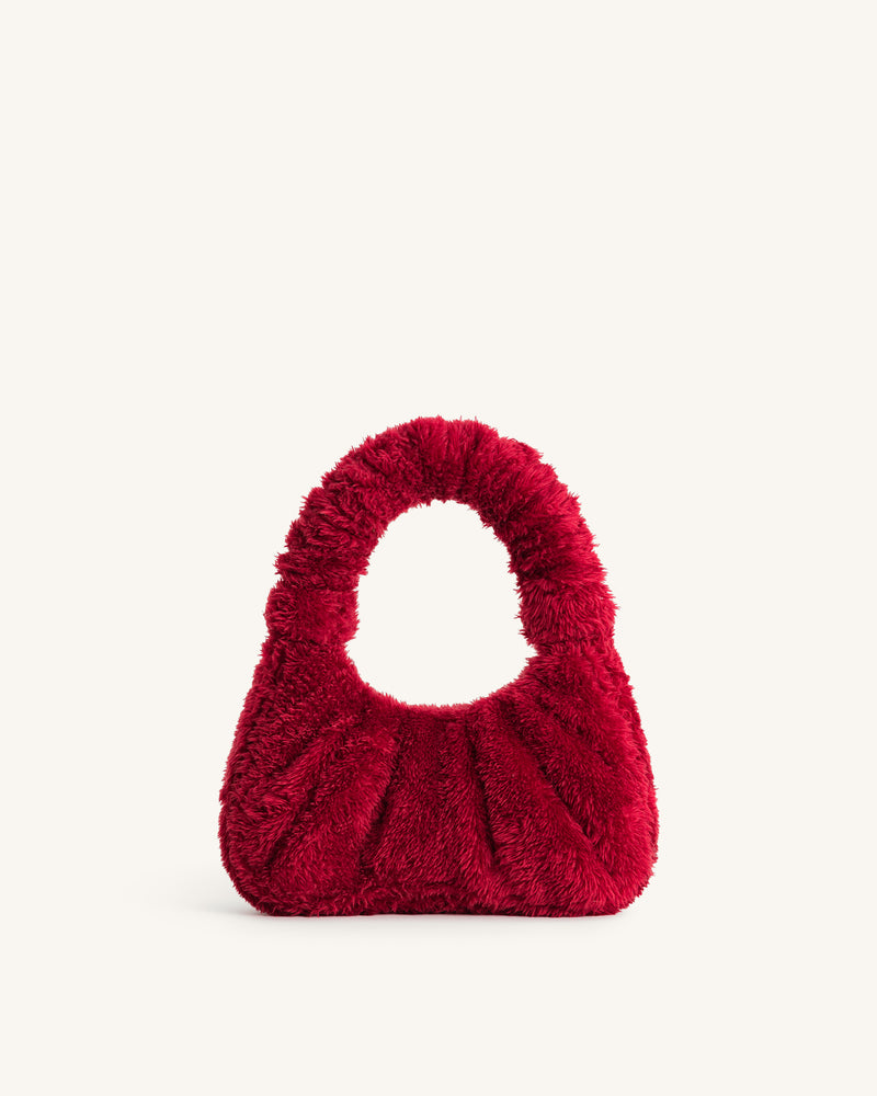 Gabbi Faux Fur Medium Ruched Hobo Handbag - Magenta