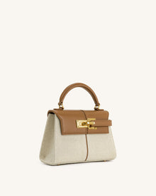 Elise Top Handle Bag - Brown Canvas