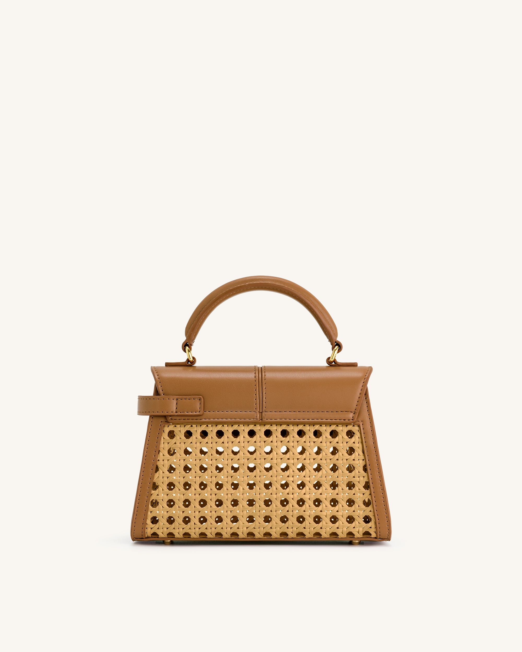 Elise Faux Bamboo Woven Top Handle Bag - Brown - JW PEI