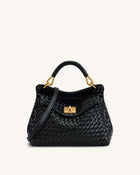 Lucia Classic Top Handle Woven Bag - Black