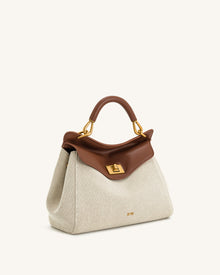 Lucia Classic Top Handbag - Brown Canvas