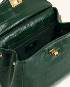 Lucia Classic Top Handbag - Green Croc