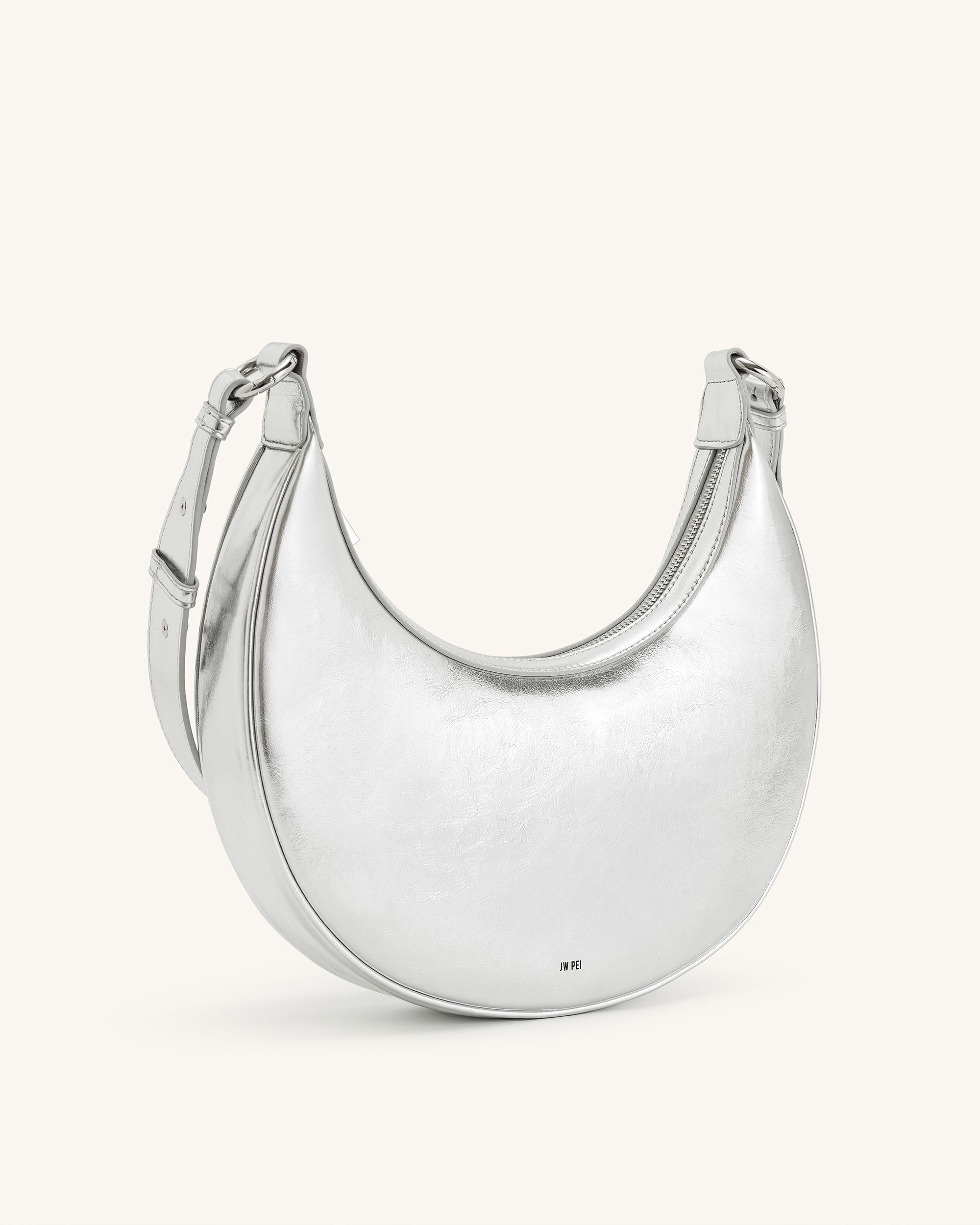 Carly Metallic Saddle Bag - Silver - JW PEI