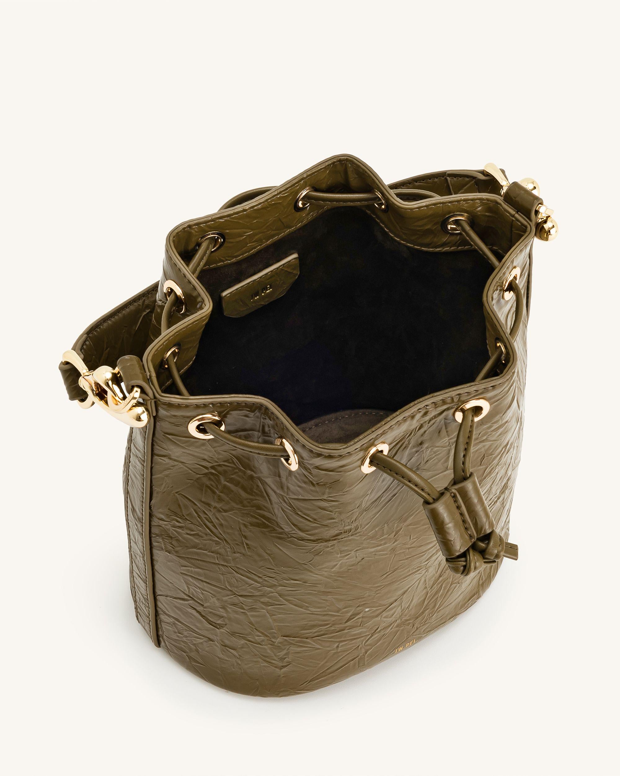 Yulia Crushed Bucket Bag - Dark Olive - JW PEI