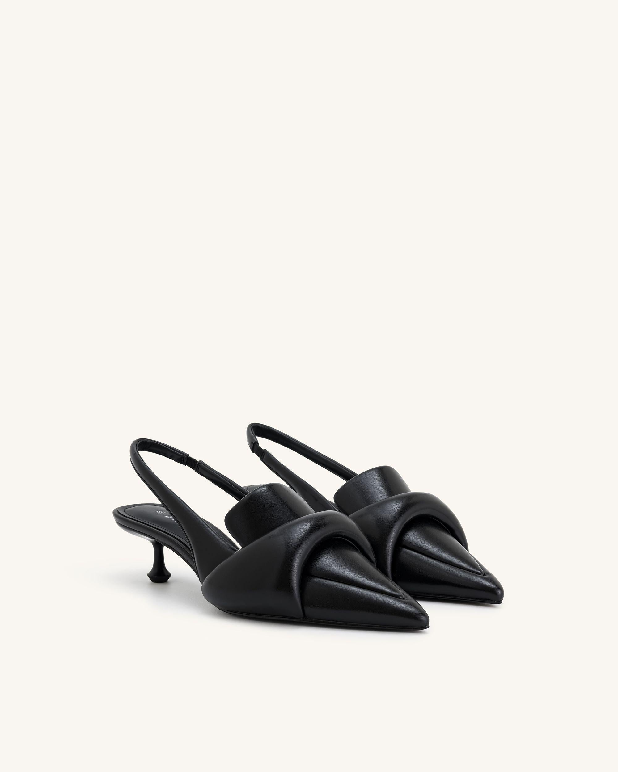 Carla Soft Padded Kitten Heel Pumps Black JW PEI