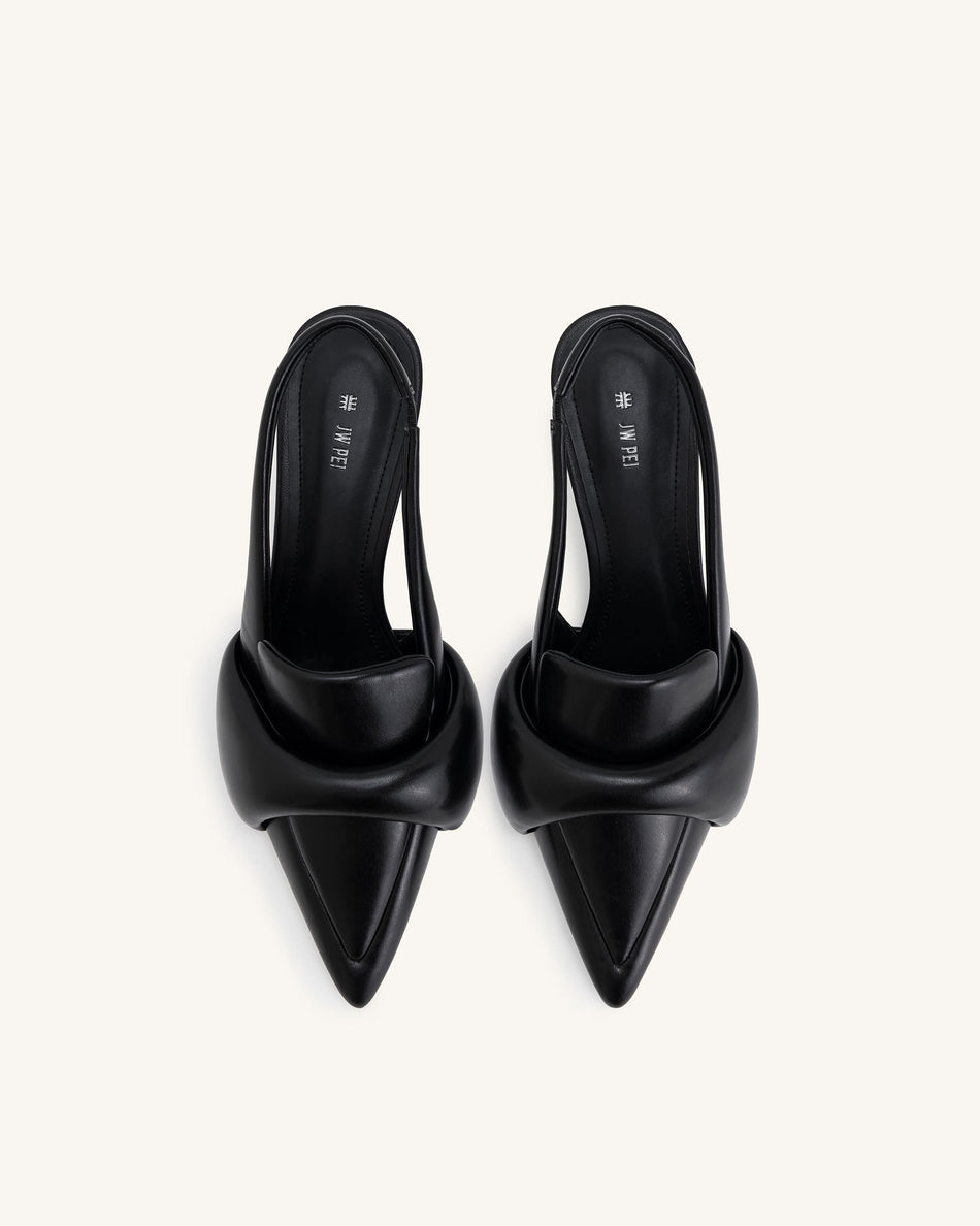 Carla Soft Padded Kitten Heel Pumps - Black - JW PEI