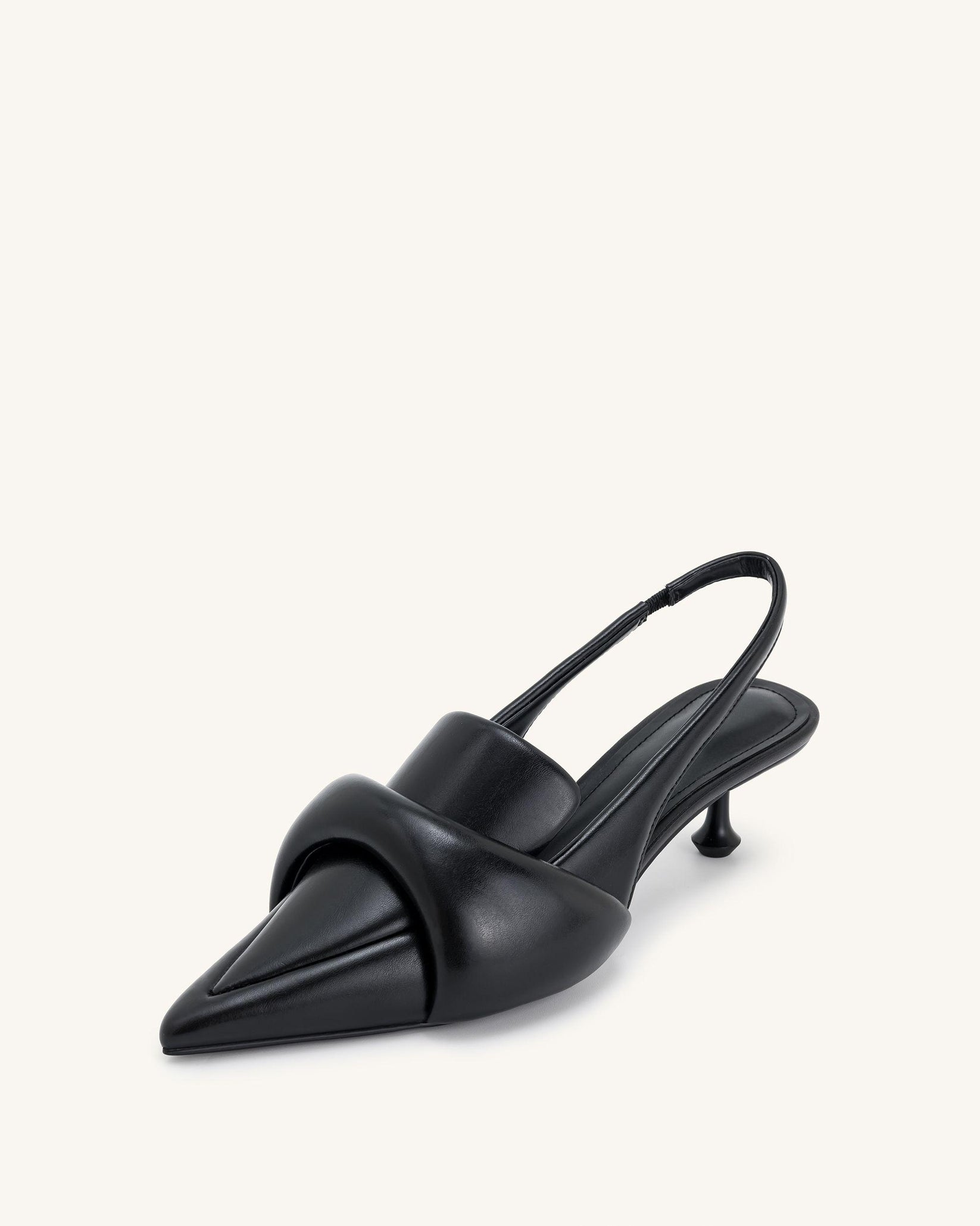 Carla Soft Padded Kitten Heel Pumps - Black - JW PEI