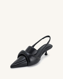 Carla Soft Padded Kitten Heel Pumps - Black