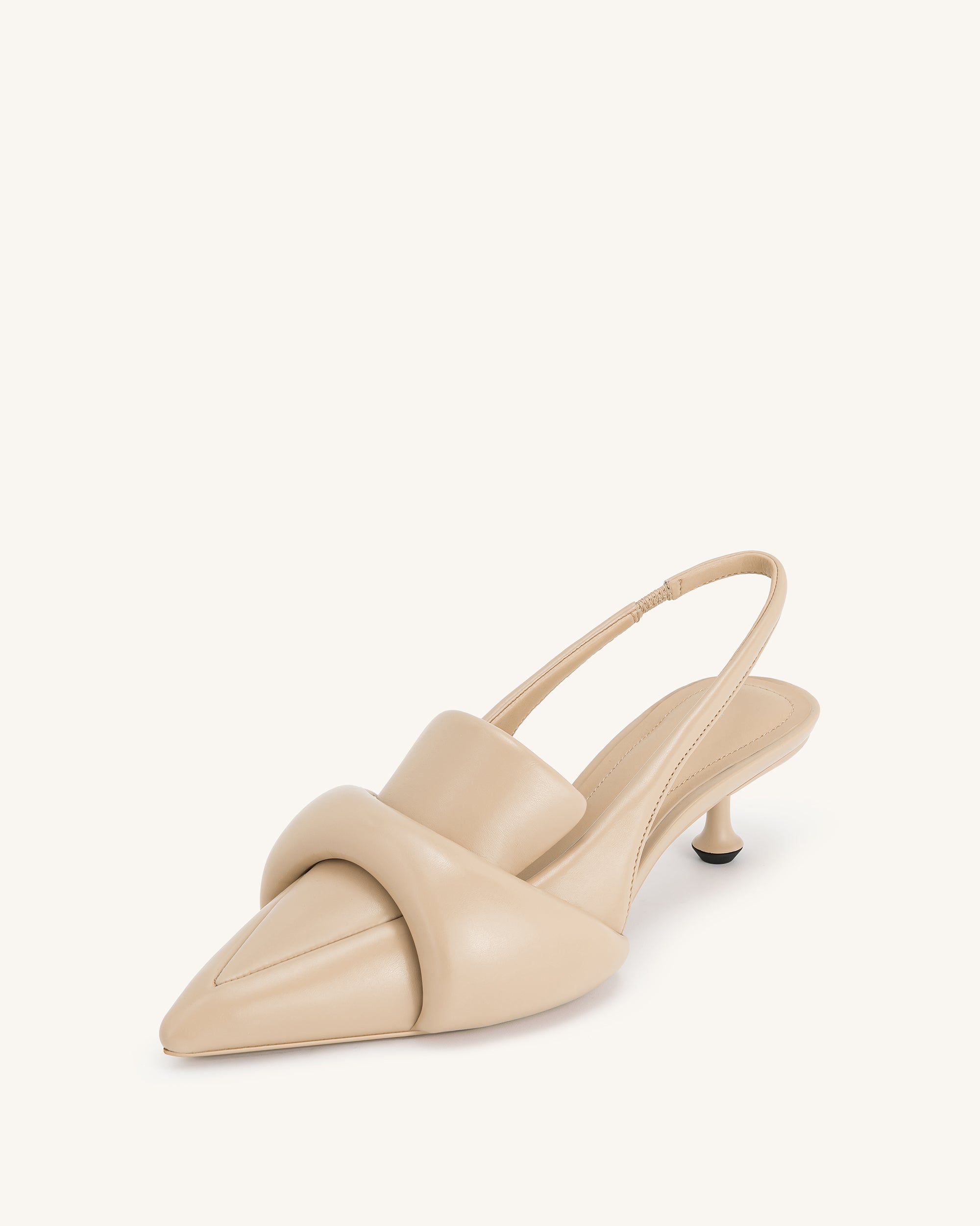 Carla Soft Padded Kitten Heel Pumps - Apricot