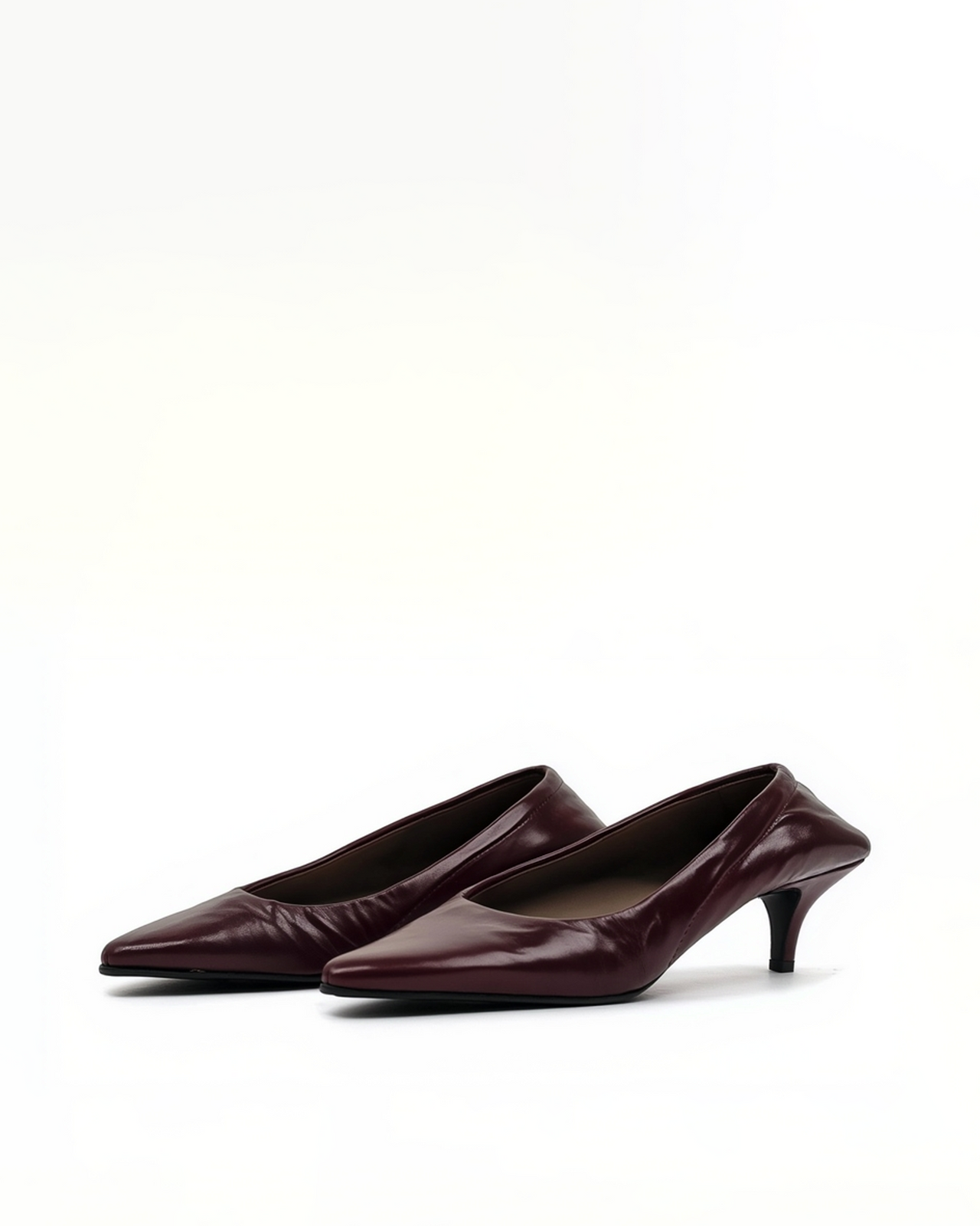 Eva Kitten Heel Pumps - Burgundy