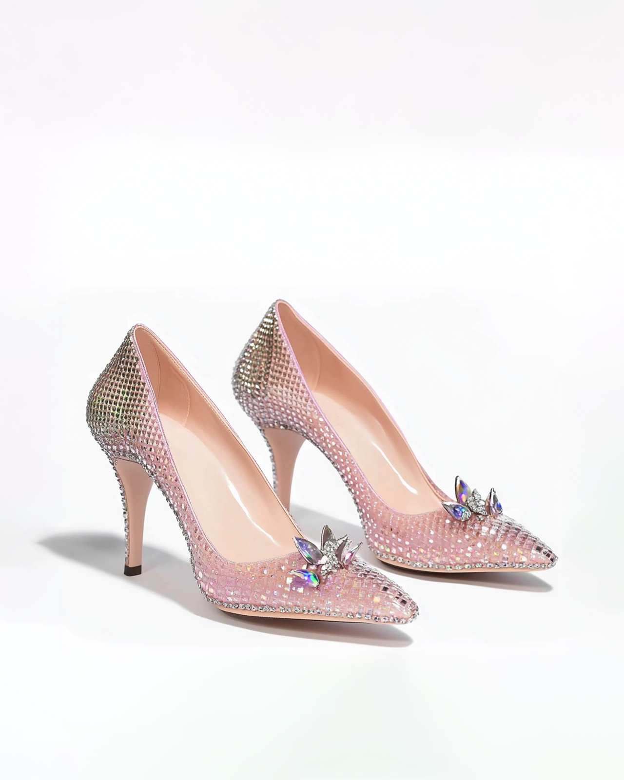 Eliana Butterfly Embellished Heels - Pink