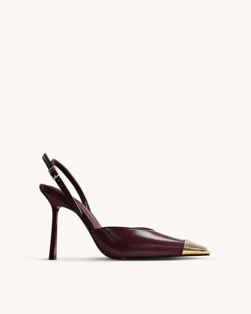 Savannah Gold Tipped Slingback Pumps - Burgundy