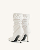 Joanne Paneled Detailing leather Ankle Boots - White