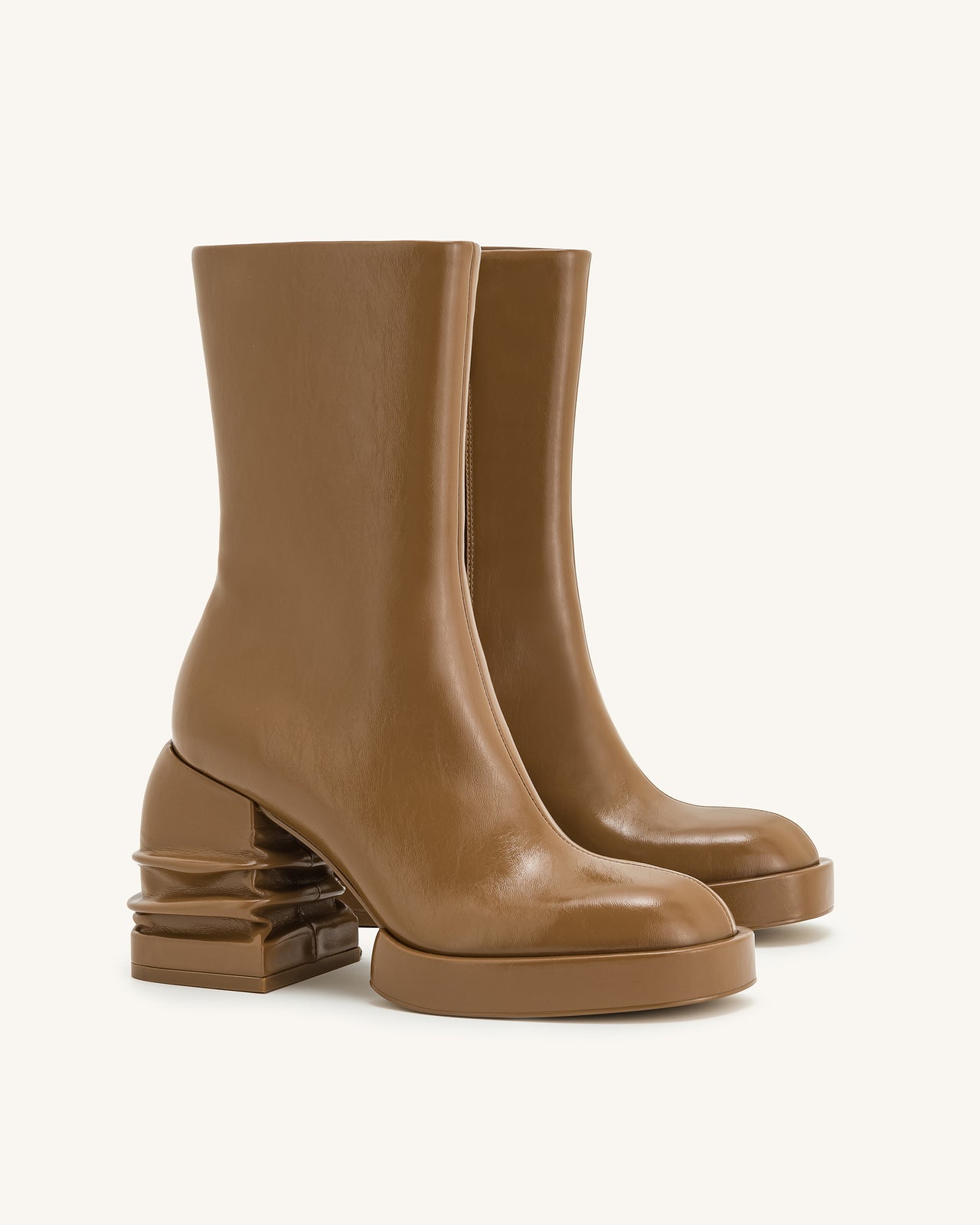 Saylor Round Toe Platform Ankle Boots - Brown
