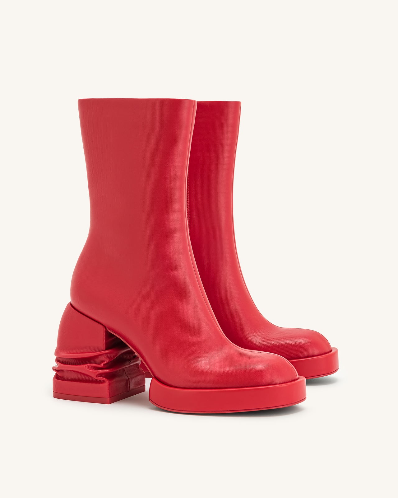 Saylor Round Toe Platform Ankle Boots - Red