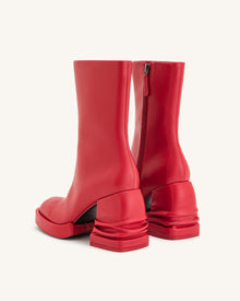 Saylor Round Toe Platform Ankle Boots - Red