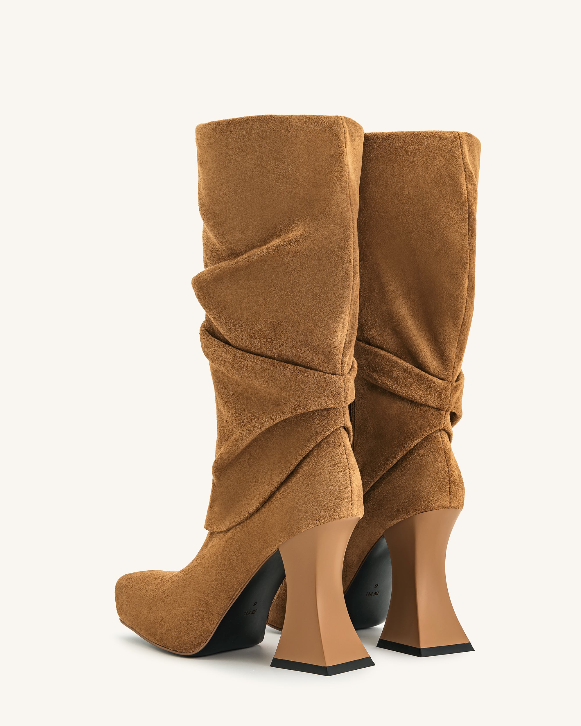 Reyna Square Toe Platform Knit Boots - Brown