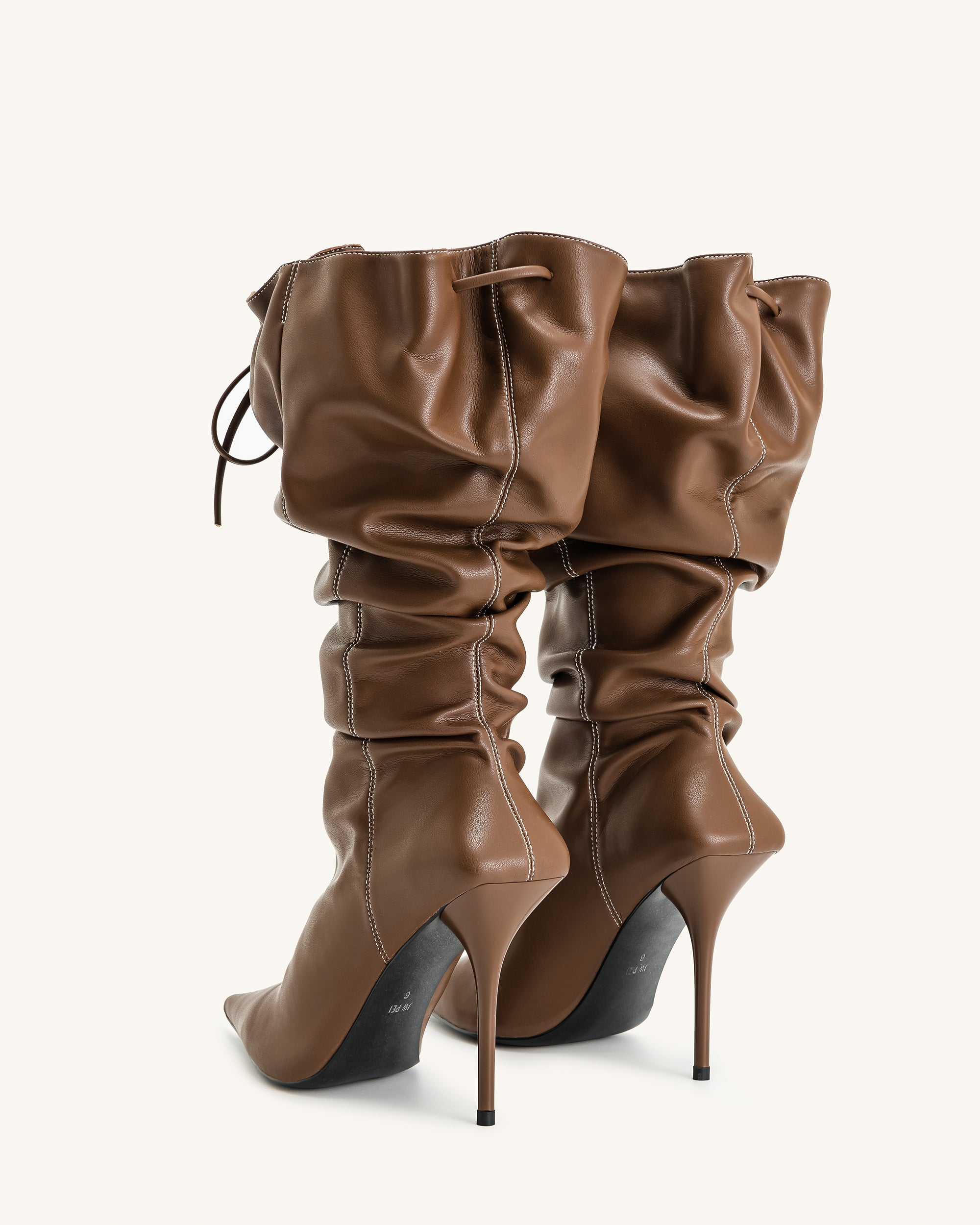 Leather high heel booties best sale