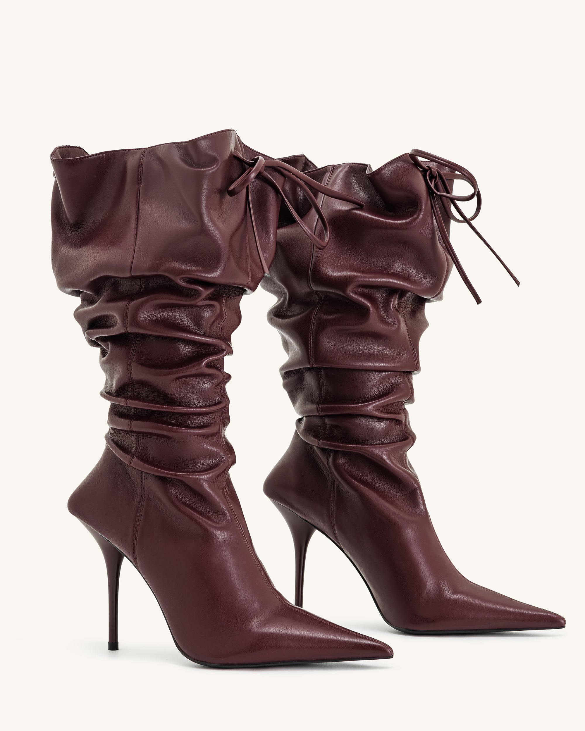 Burgundy heeled boots online