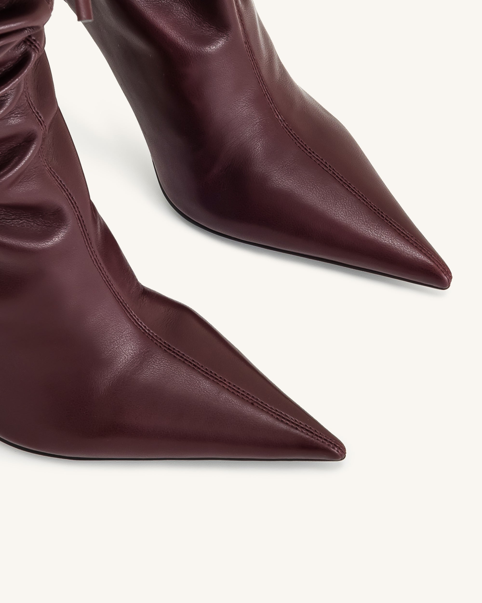 Olivia Leather High Heel Boots - Burgundy