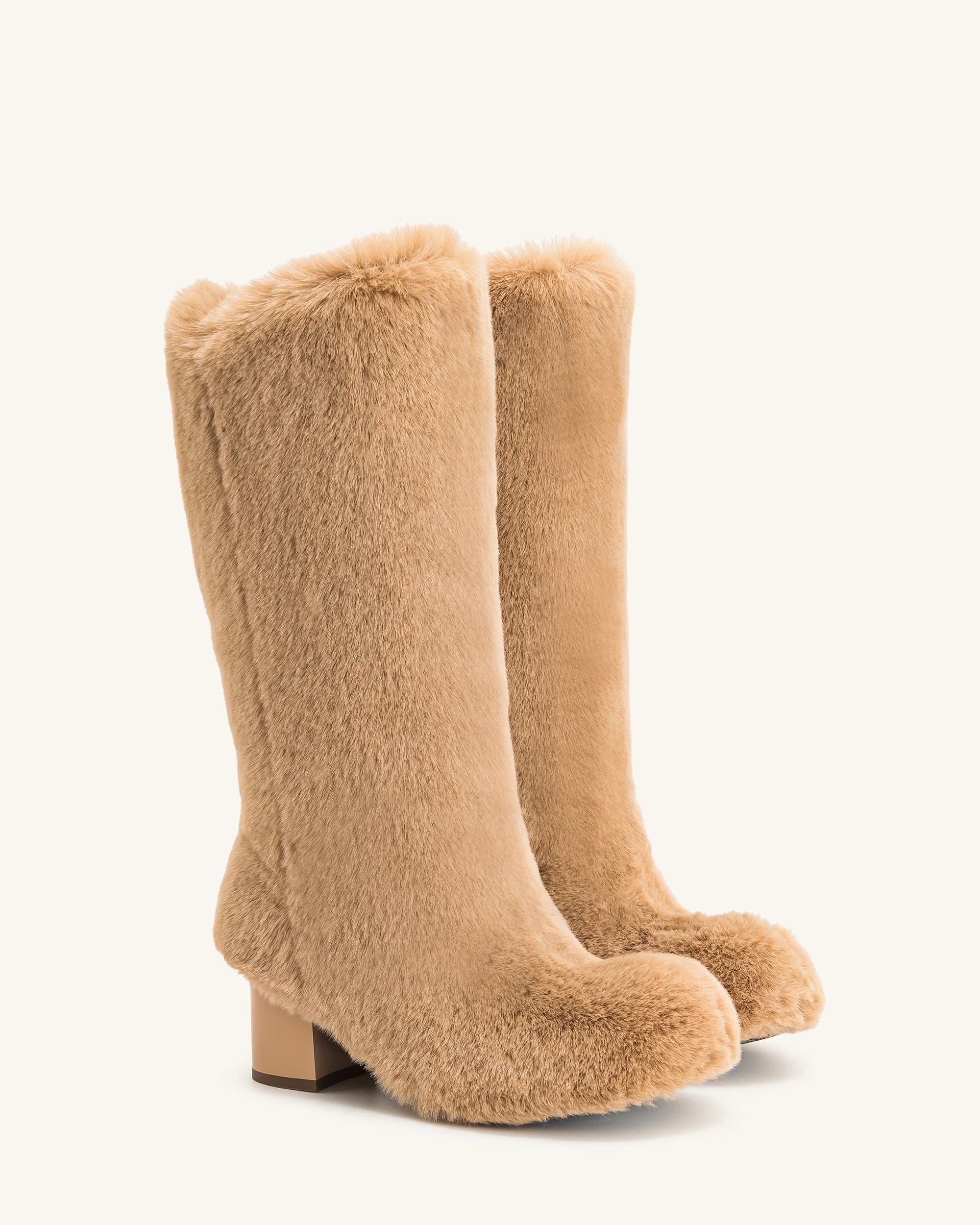 Isabella Slouchy Faux Fur Boots Beige JW PEI