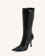 Odette Futuristic Heeled Bike Boots - Black