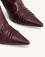 Odette Futuristic Heeled Bike Boots - Burgundy