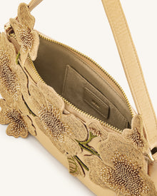 Leona Bead Embellished Shoulder Bag - Almond