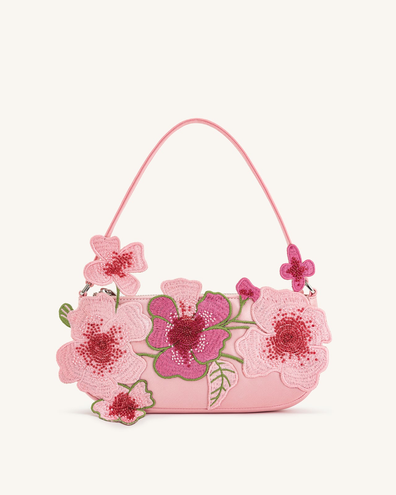 Leona Bead Embellished Shoulder Bag - Pink