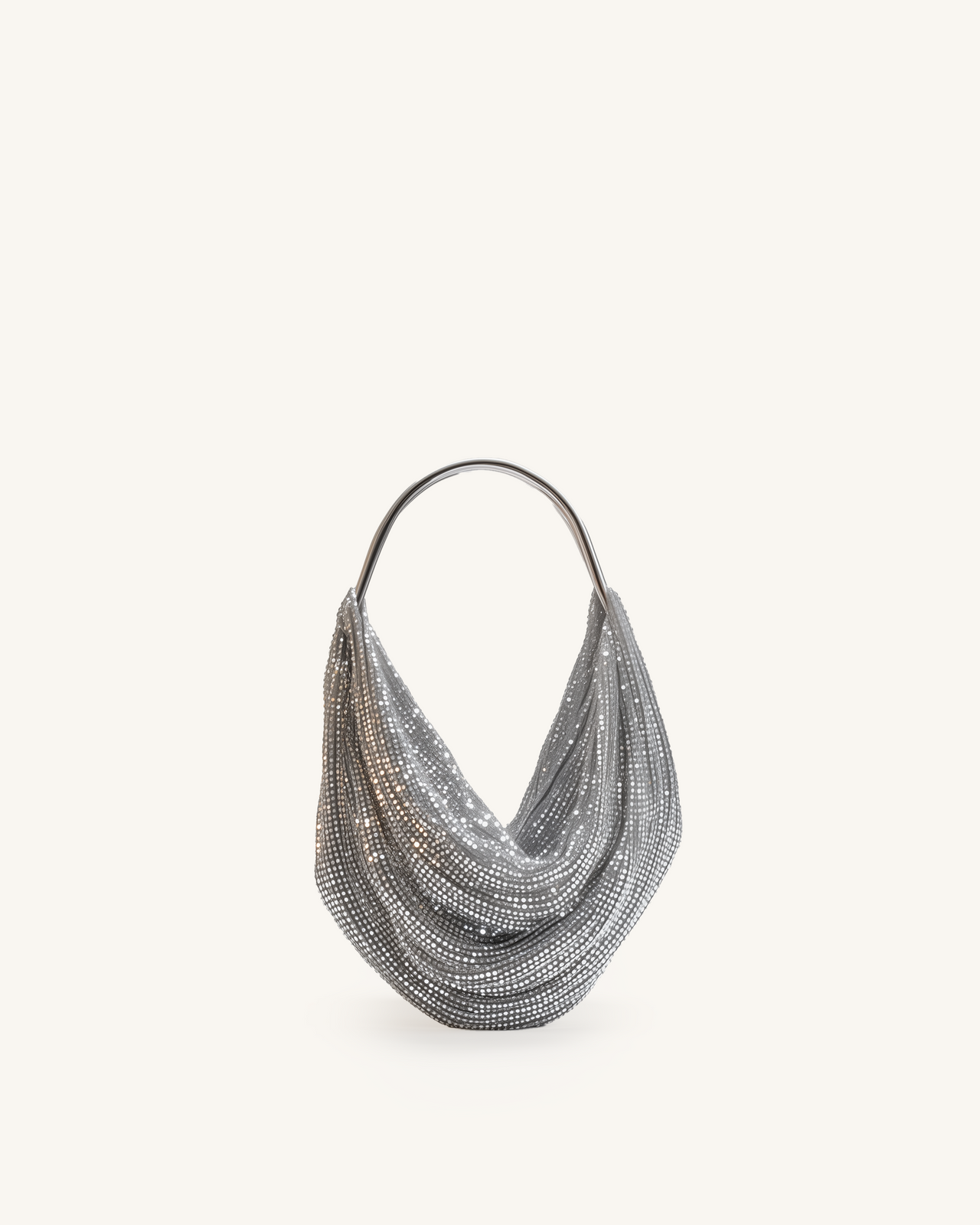 Sophie Draped Crystal Hobo Bag - Silver