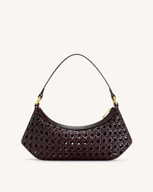 Lily Faux Bamboo Woven Shoulder Bag - Deep Claret